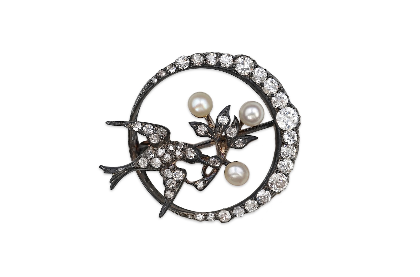 A Victorian pearl and diamond brooch, late 19th century